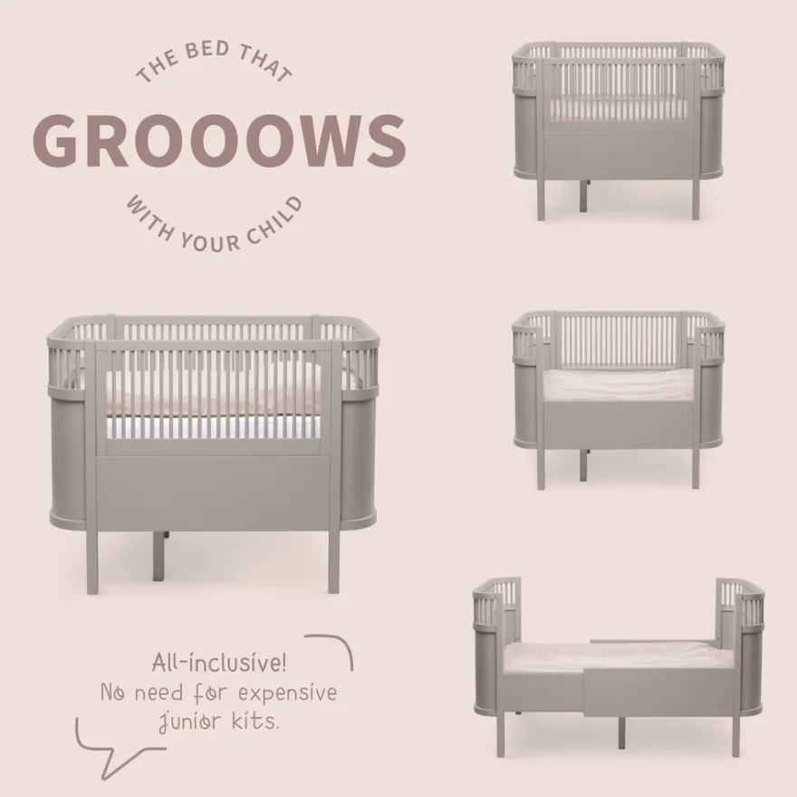 Sebra Växasäng 2 i 1 Baby & Juniorsäng - Jetty Beige