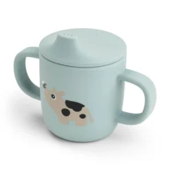 Silikon pipmugg 2 handtag Tiny farm Blå