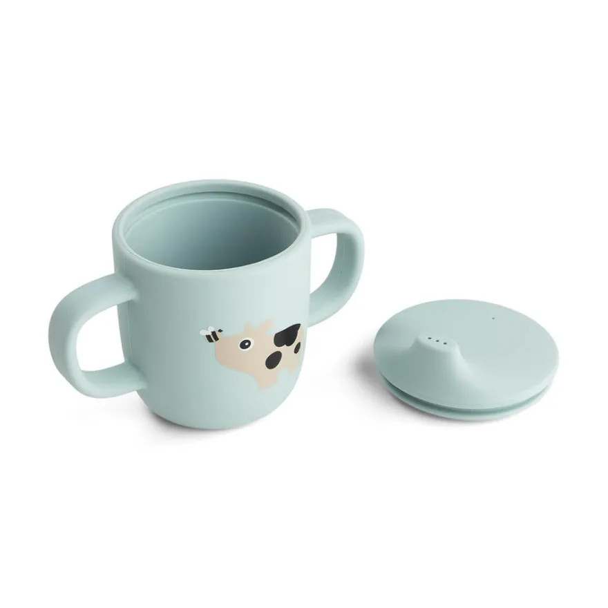 Silikon pipmugg 2 handtag Tiny farm Blå