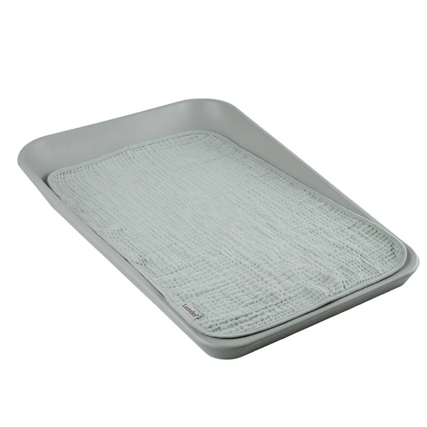 Skötunderlägg muslin, 2 pk.-Pearl Grey/Sage Green