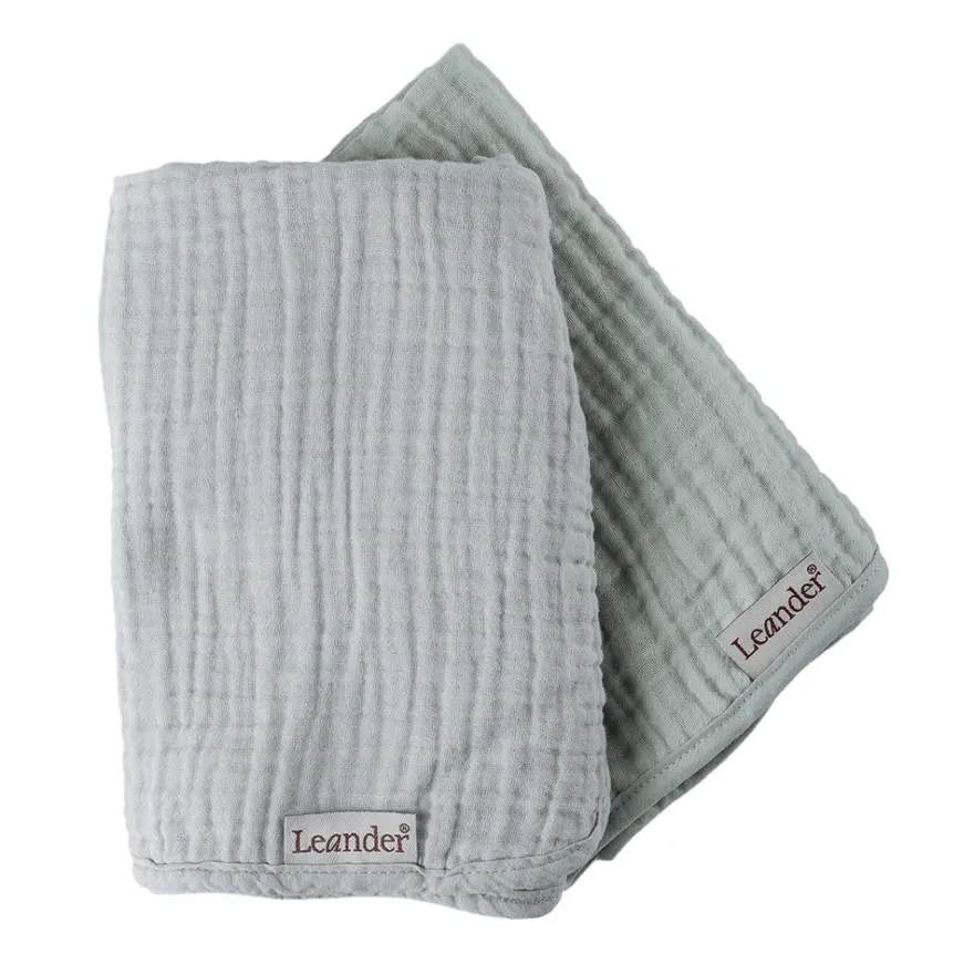 Skötunderlägg muslin, 2 pk.-Pearl Grey/Sage Green