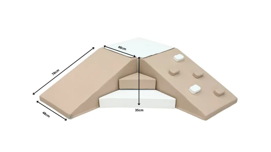 Skumleksaksset med rutschkana och klättervägg – hårt skum – beige/vit