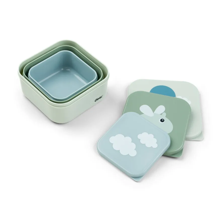 Snacksbox 3-pack Happy Clouds - Green