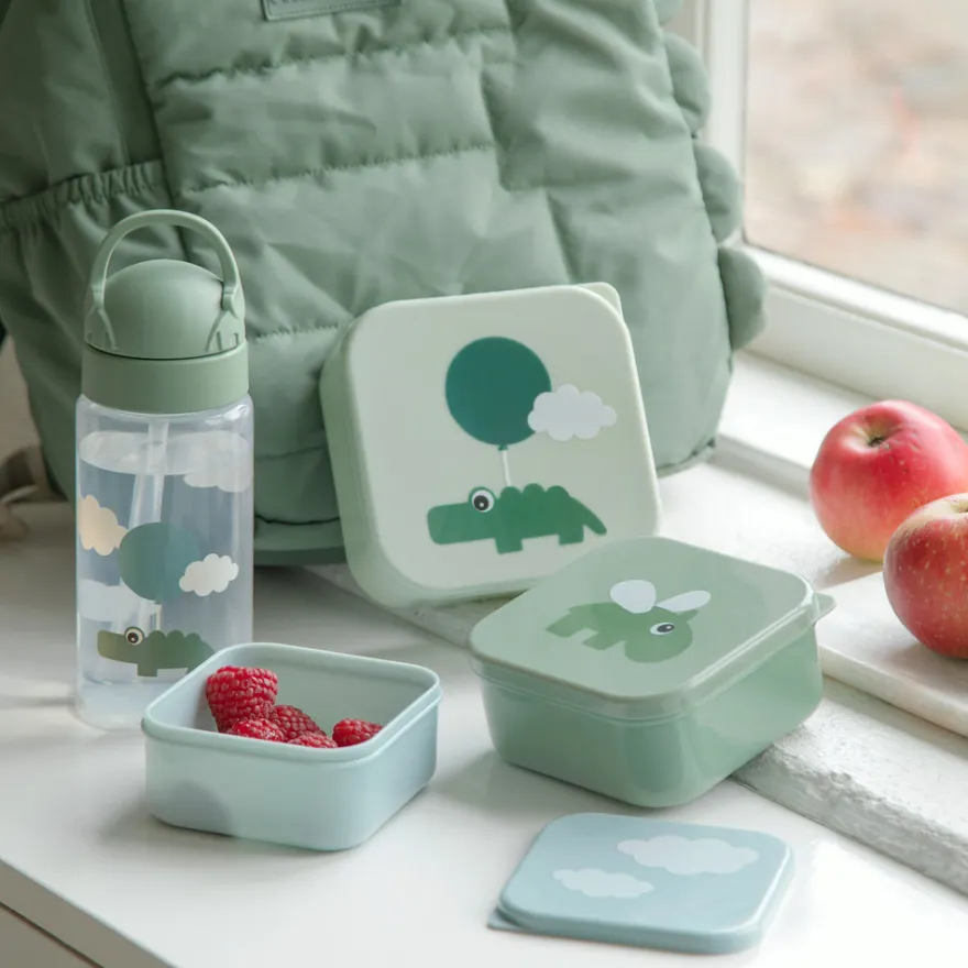 Snacksbox 3-pack Happy Clouds - Green