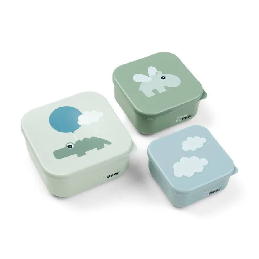 Snacksbox 3-pack Happy Clouds - Green