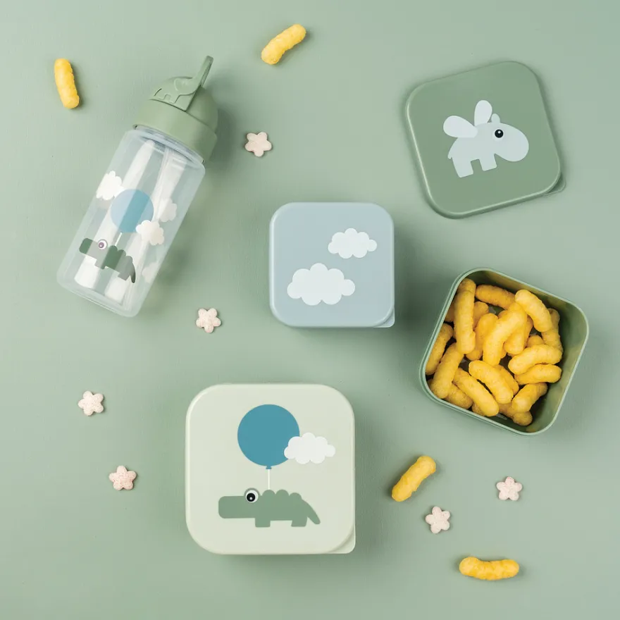 Snacksbox 3-pack Happy Clouds - Green