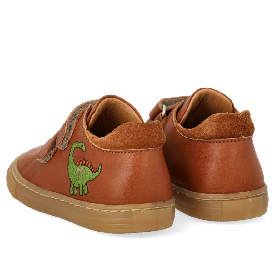 Sneaker m. Dino Broderi - Cognac/Cognac