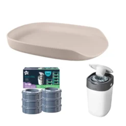 Startpaket - Skötbädd Sebra & Blöjhink inkl. 6-pack Refill - Birchbark Rose