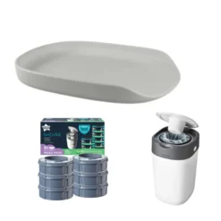 Startpaket - Skötbädd Sebra & Blöjhink inkl. 6-pack Refill - Stone