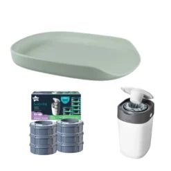 Startpaket - Skötbädd Sebra & Blöjhink inkl. 6-pack Refill - Seagrass