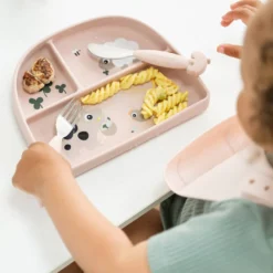 Stick&Stay delad tallrik Tiny farm Powder