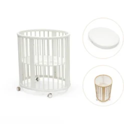 Stokke® Sleepi Mini V3 Spjälsäng Inkl. Madrass, Lakan & Spjälskydd – White