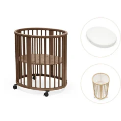 Stokke® Sleepi Mini V3 Spjälsäng Inkl. Madrass, Lakan & Spjälskydd – Warm Brown