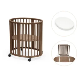 Stokke® Sleepi Mini V3 Spjälsäng Med Förlängning & Madrass - Warm Brown