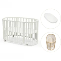 Stokke® Sleepi V3 Spjälsäng Inkl. Madrass, Lakan & Spjälskydd – White