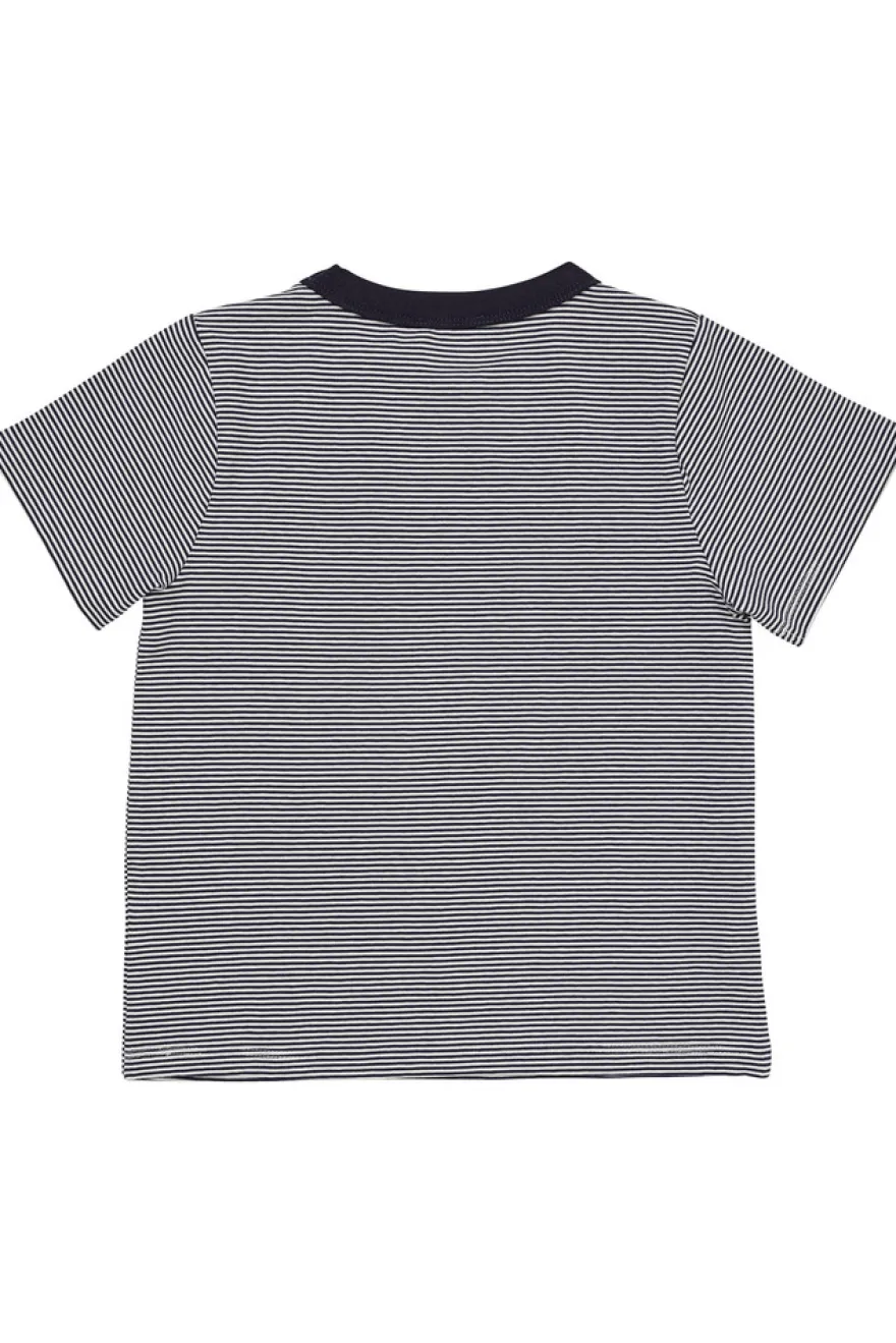 Stribet t-shirt - NAVY