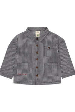 Stribet twill jakke med lommer - NAVYSTRIPE