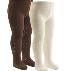 Strumpbyxor med Hålmönster 2-pack - Bark/ Balsam Cream