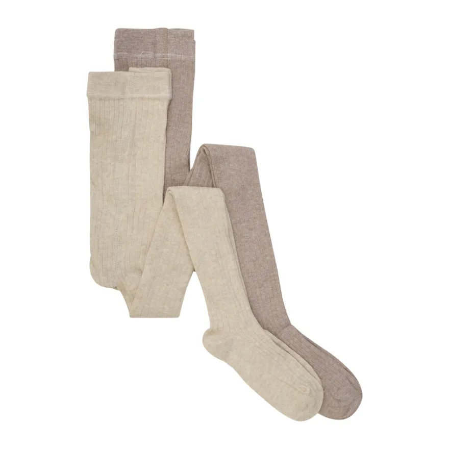 Strumpbyxor Rib 2-pack - Silver Mink