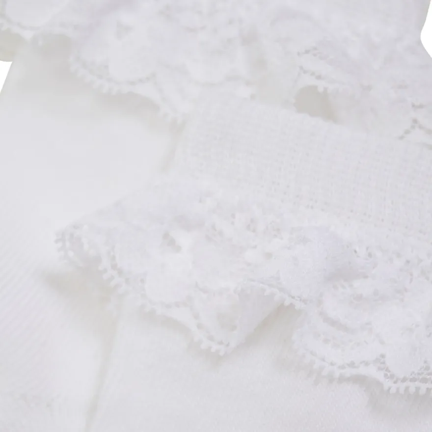 Strumpor med Volang 2-pack - White