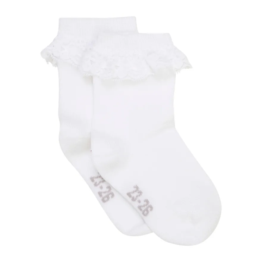 Strumpor med Volang 2-pack - White