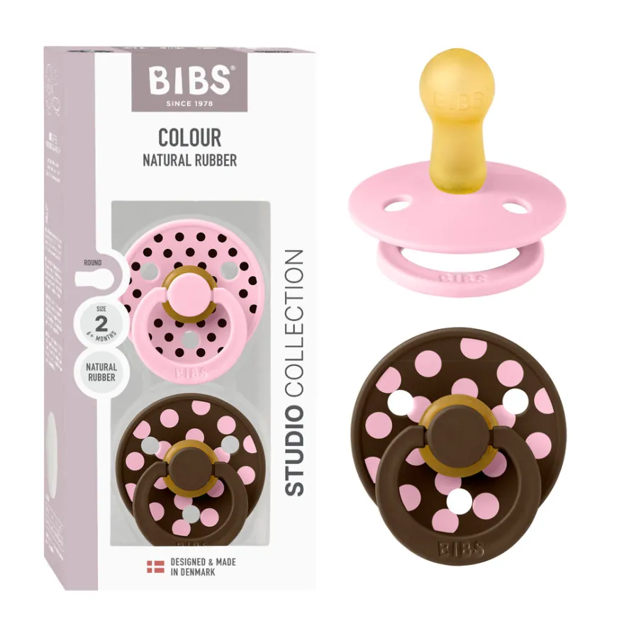 Studio Colour Napp 2-pack Polka Latex Str 2 - Baby Pink/Mocha