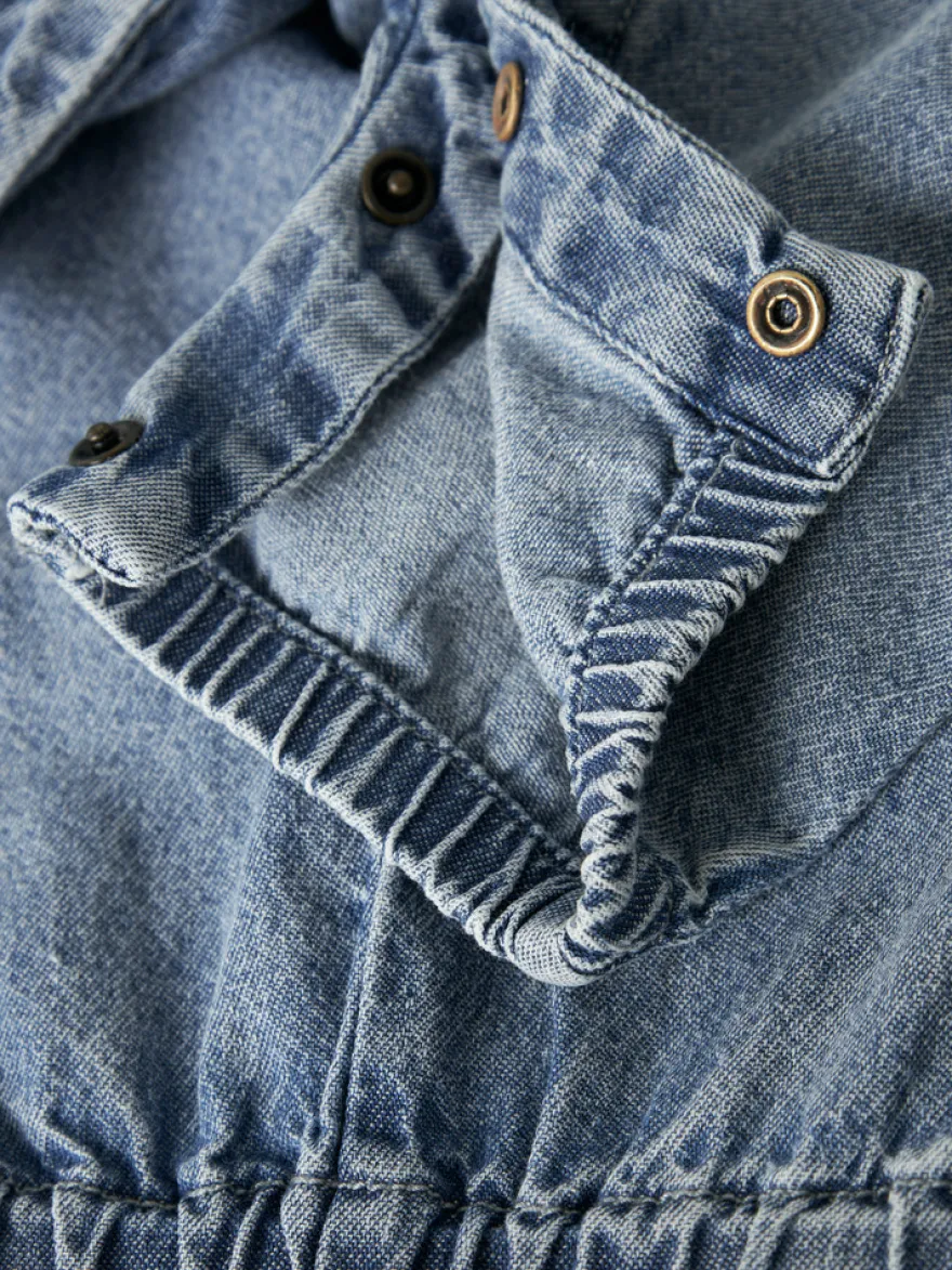 Taya Denim Hängselbyxor - Medium blue denim