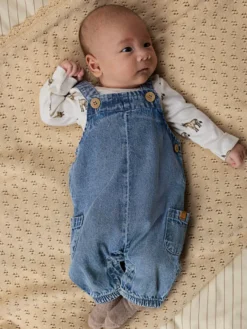 Taya Denim Hängselbyxor - Medium blue denim
