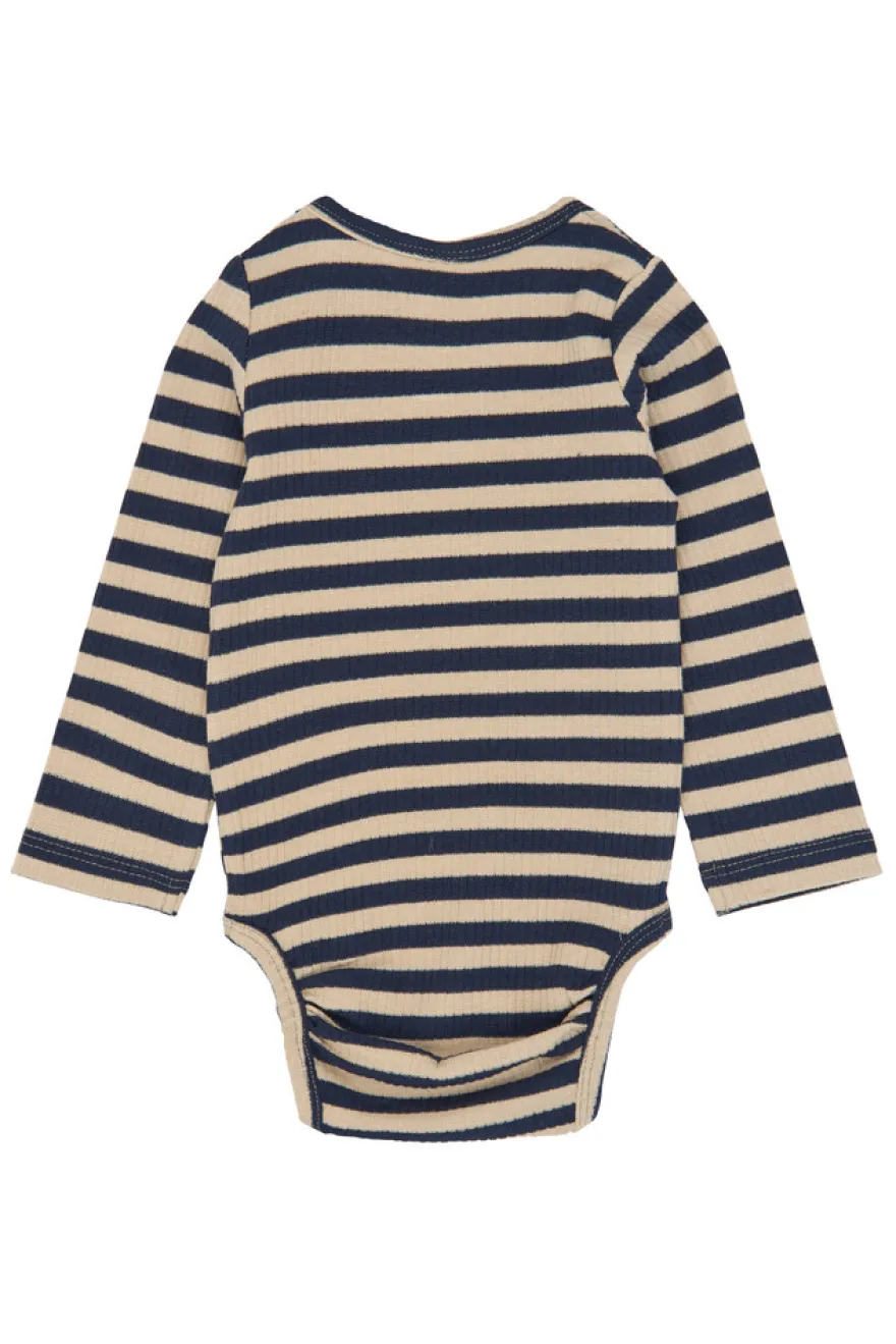 The New Siblings Fro Långärmad Rib Body - Navy Blazer Striped