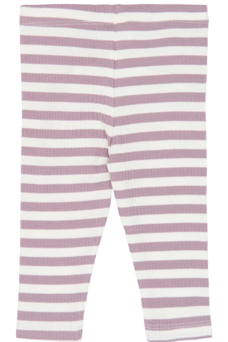 The New Siblings Fro Rib Leggings - Elderberry-Gardenia Striped TN
