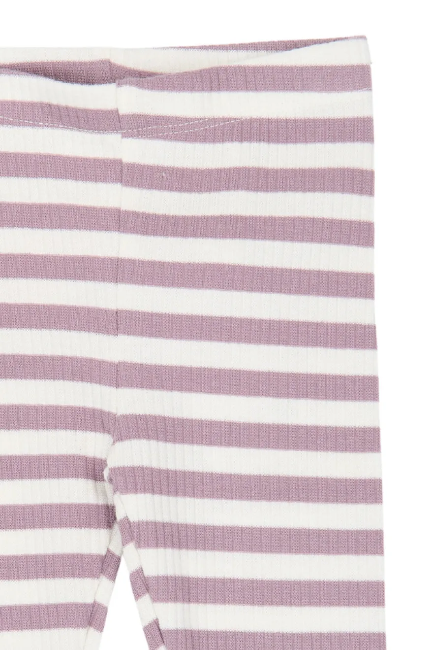 The New Siblings Fro Rib Leggings - Elderberry-Gardenia Striped TN