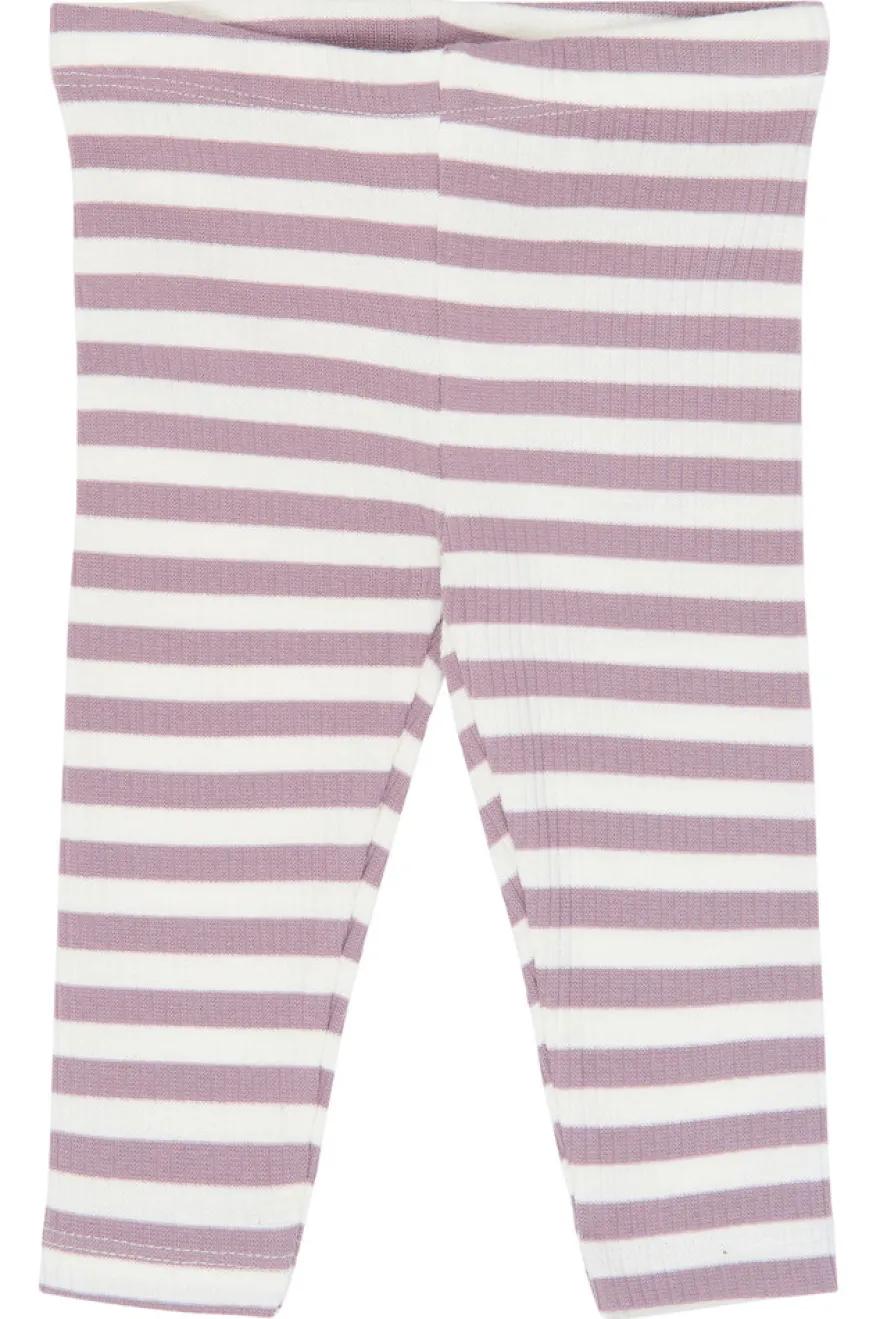 The New Siblings Fro Rib Leggings - Elderberry-Gardenia Striped TN