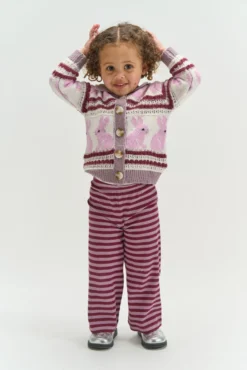 The New Siblings Fro Wide Rib Byxor - Elderberry Striped