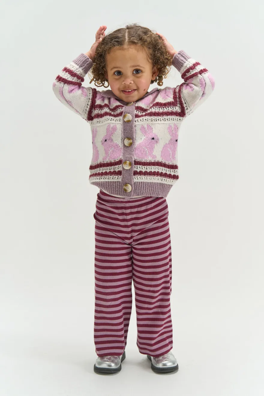 The New Siblings Fro Wide Rib Byxor - Elderberry Striped