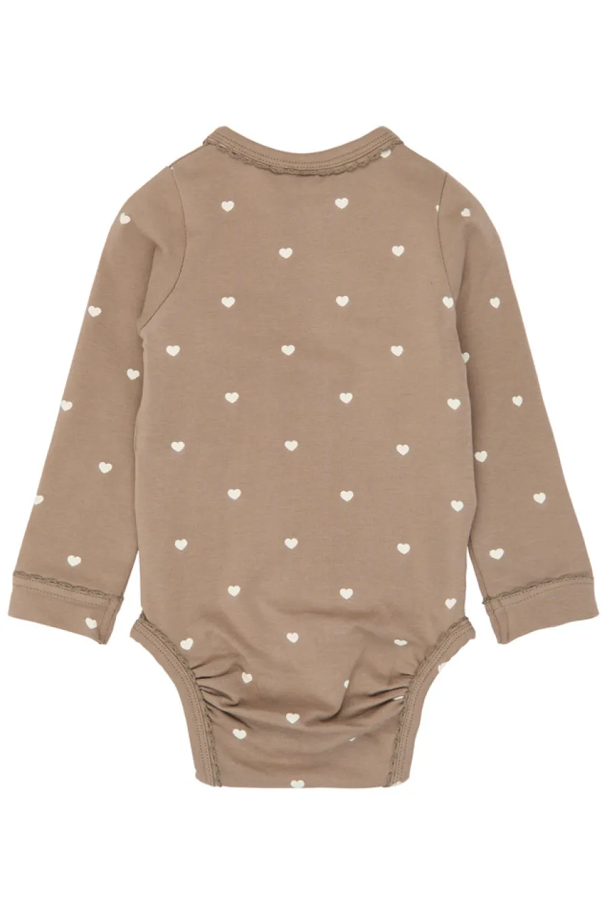 The New Siblings Nova Långärmad Wrap Body - Taupe Gray AOP TN