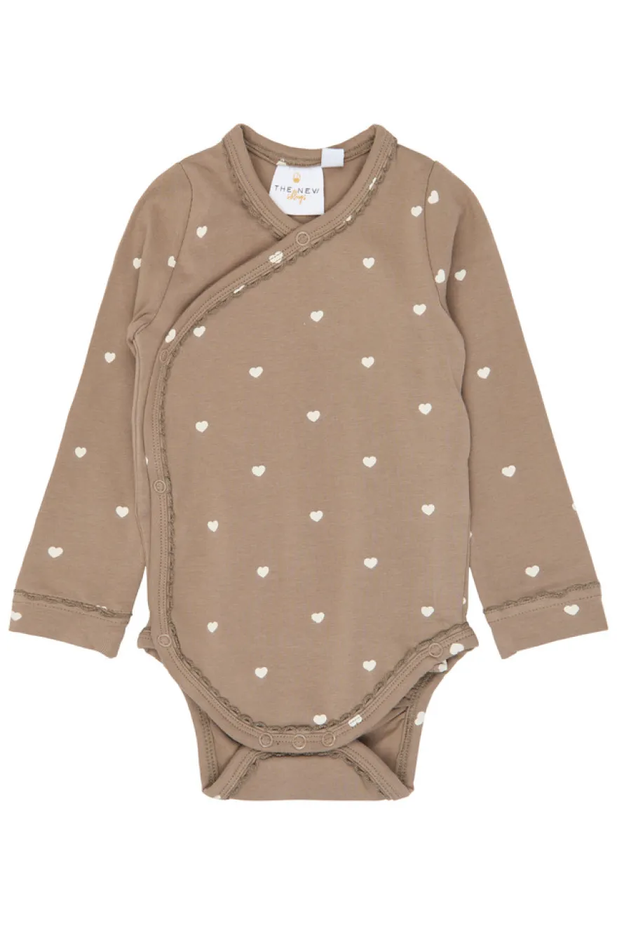 The New Siblings Nova Långärmad Wrap Body - Taupe Gray AOP TN
