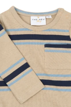 The New Siblings Theodor Långärmad Body - Humus Striped