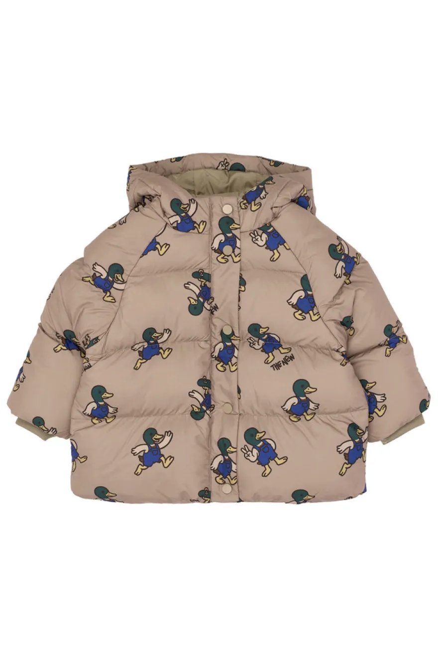 The New Siblings Uwe Puffer Jacka - Taupe Gray AOP TN
