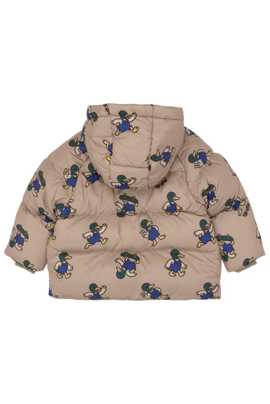 The New Siblings Uwe Puffer Jacka - Taupe Gray AOP TN
