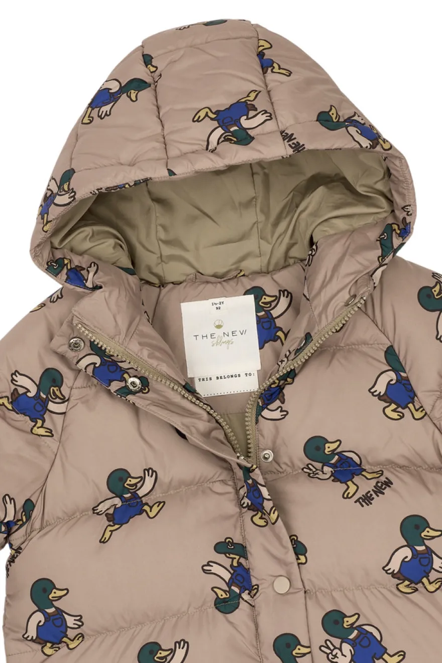 The New Siblings Uwe Puffer Jacka - Taupe Gray AOP TN