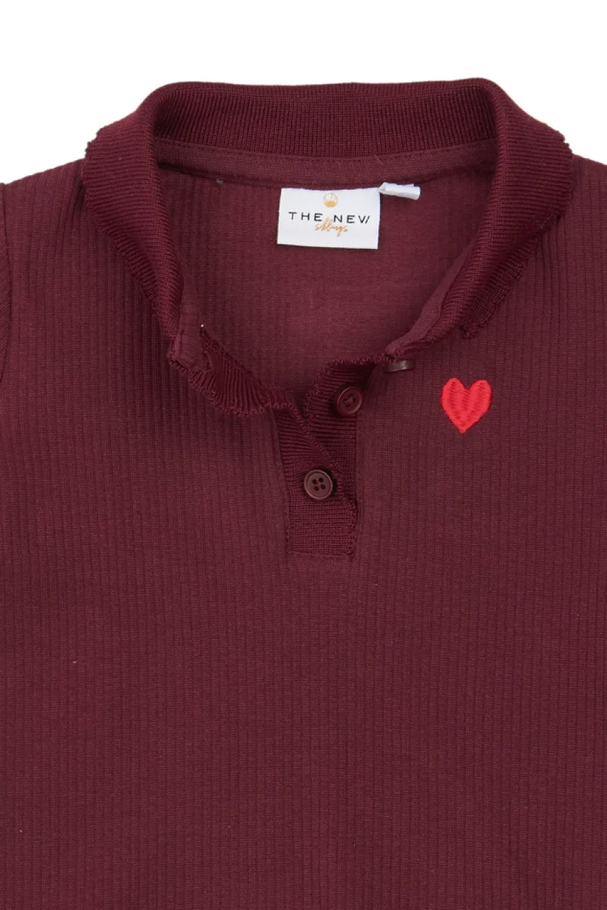 The New Siblings Vernina Rib Polo - Burgundy TN