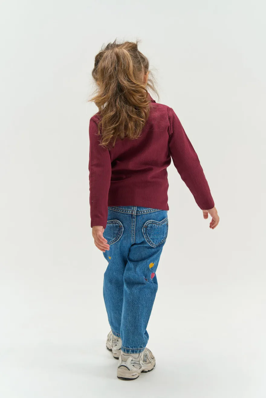 The New Siblings Vernina Rib Polo - Burgundy TN