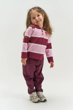 The New Siblings Vidalia Pique Polo - Burgundy Striped