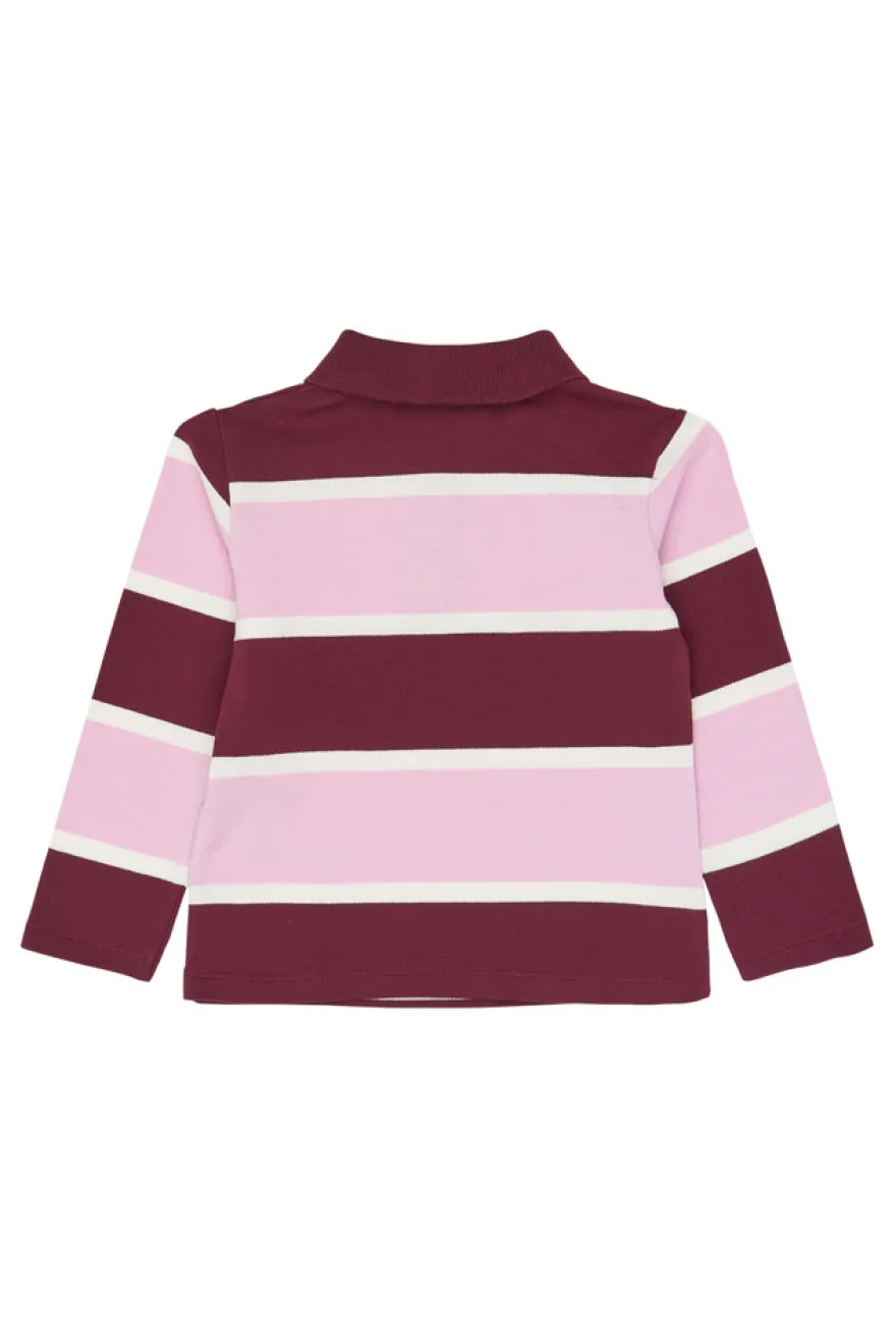 The New Siblings Vidalia Pique Polo - Burgundy Striped
