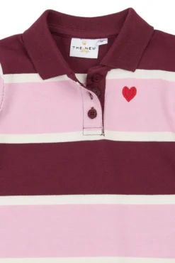 The New Siblings Vidalia Pique Polo - Burgundy Striped