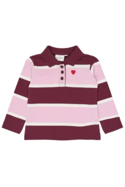 The New Siblings Vidalia Pique Polo - Burgundy Striped