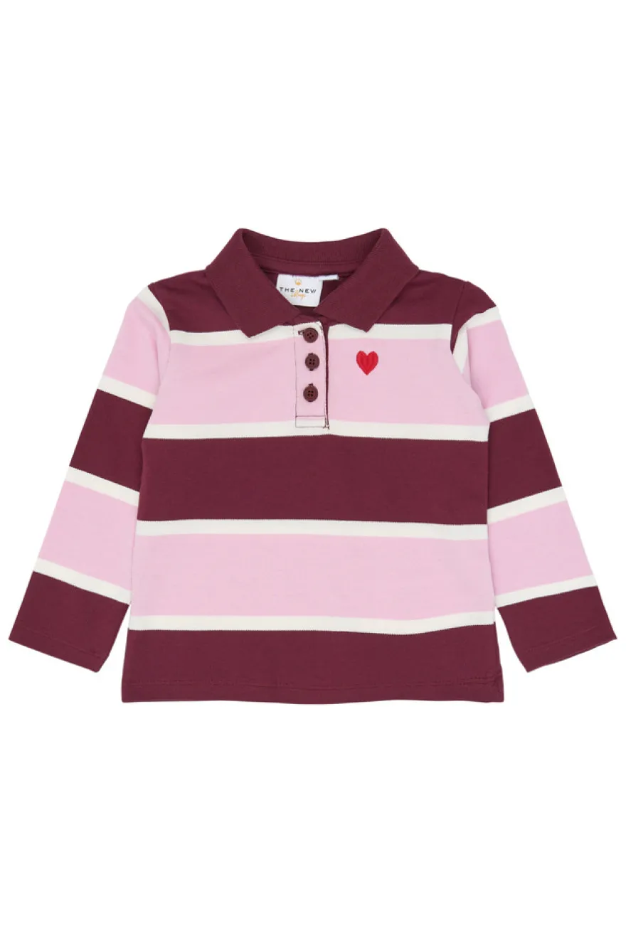 The New Siblings Vidalia Pique Polo - Burgundy Striped