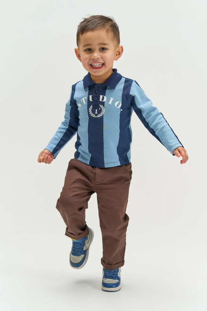 The New Siblings Viro Polo - Navy Blazer Striped