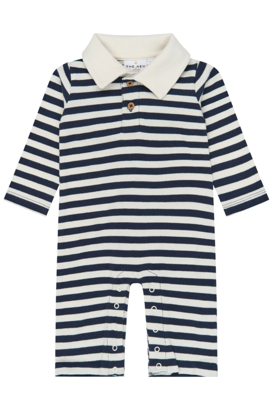 The New Siblings Volker Polo Jumpsuit - Navy Blazer Striped