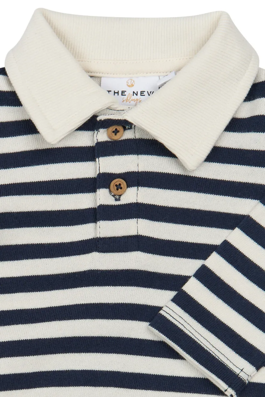 The New Siblings Volker Polo Jumpsuit - Navy Blazer Striped
